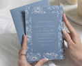 Dusty Blue Floral Wedding Invitations, Botanical Wedding Invites, Elegant Garden Wedding Stationery, Personalised Invitation Suite
