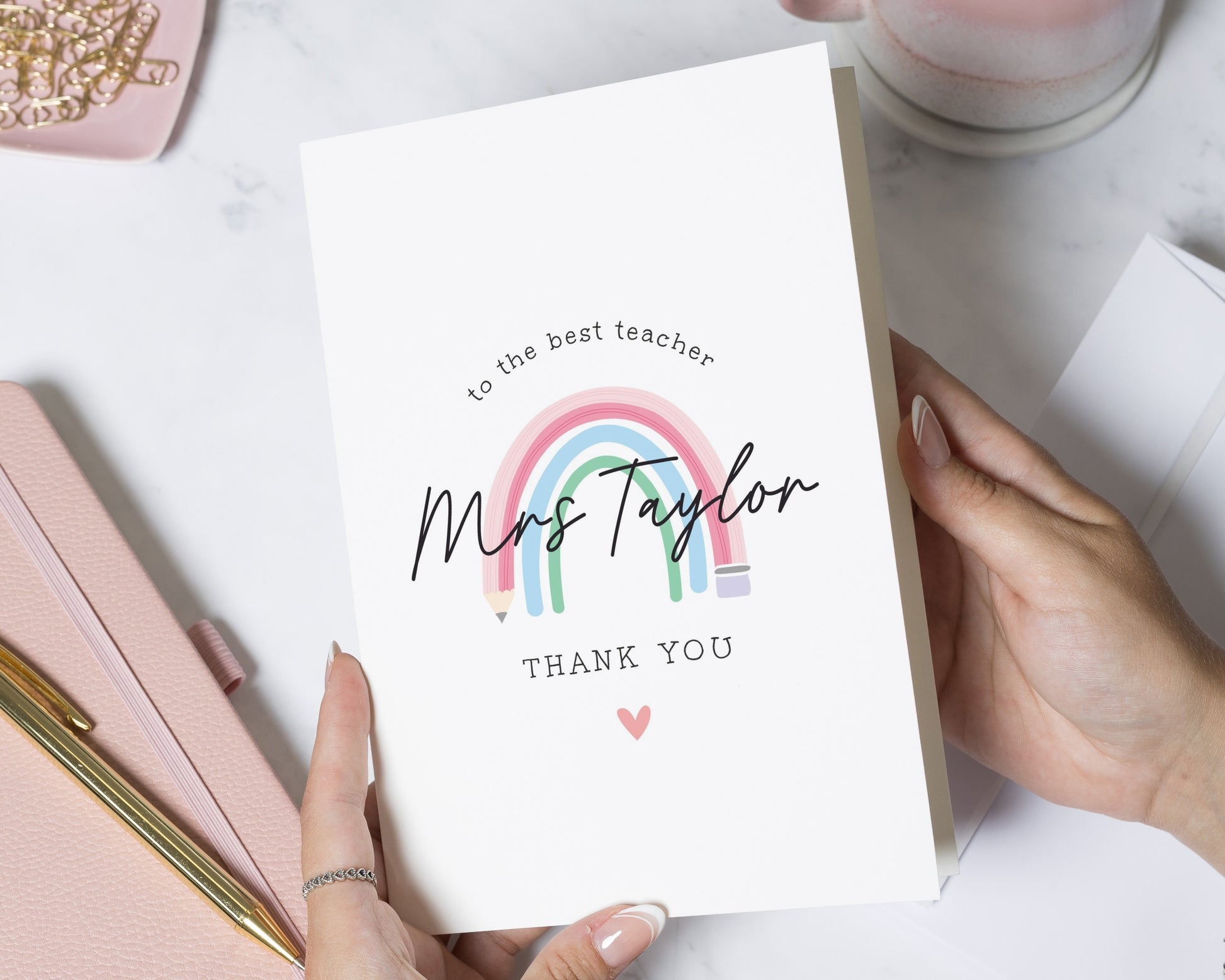Teacher Thank You Card, Personalised Teacher Card, Best Teacher Card, Thank You Teacher Card, End of Term Card, Rainbow Teacher Card