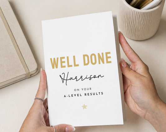 Personalised A Level Results Card, Well Done Exam Card, Congratulations Card for Son Daughter, Exam Results Card, GCSE Card