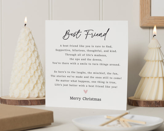 Christmas Card for Best Friend, Best Friend Christmas Card, Christmas Card for Friend, Poem Christmas Card, Cute Christmas Card