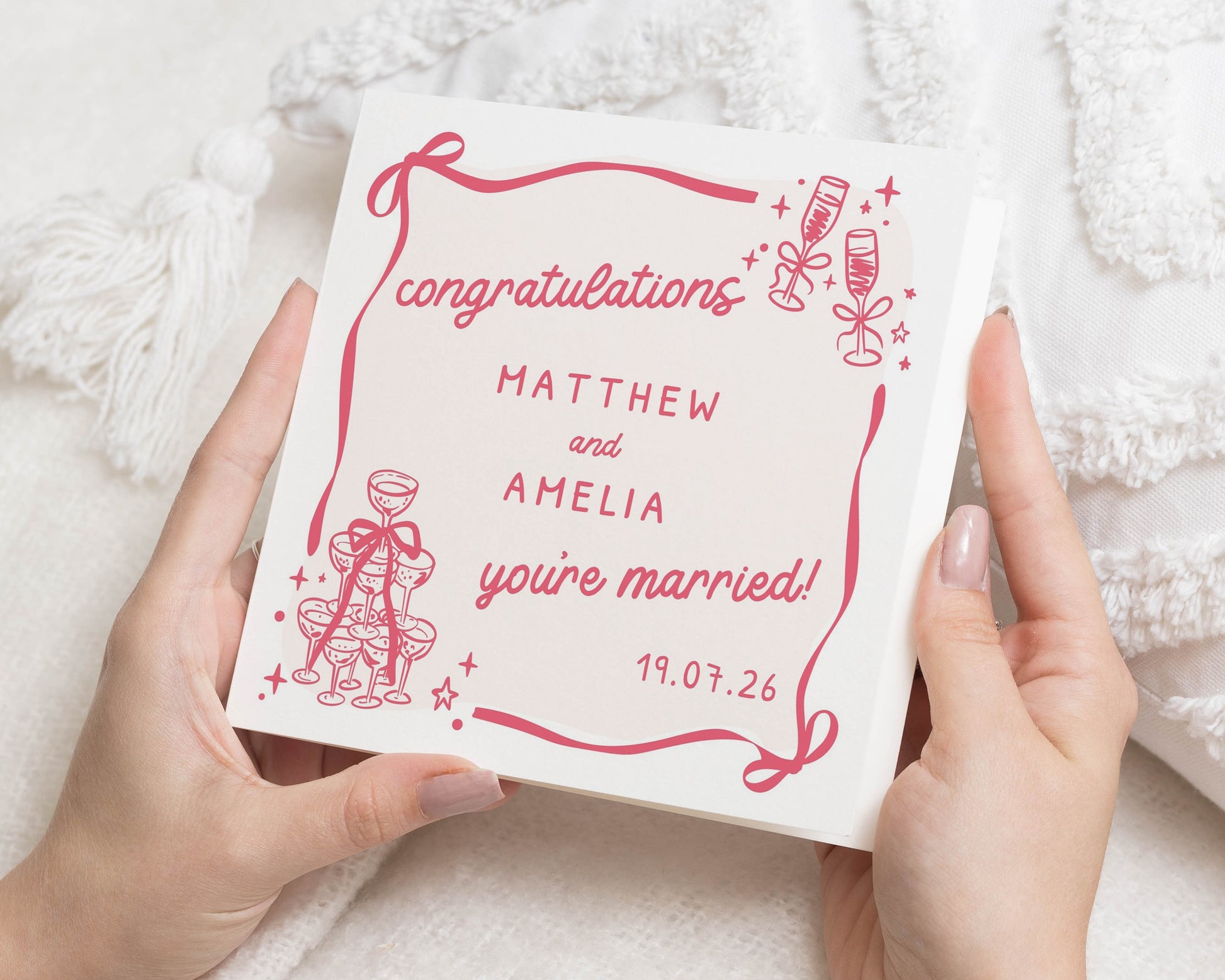Wedding Card for Couple, Personalised Wedding Card, Congratulations Card, You're Married Card, Wedding Day Card, Champagne Card