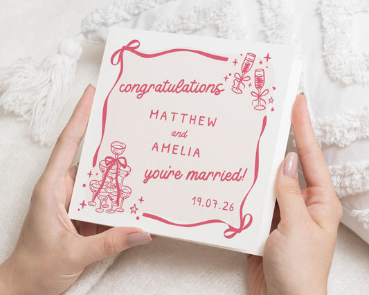 Wedding Card for Couple, Personalised Wedding Card, Congratulations Card, You're Married Card, Wedding Day Card, Champagne Card