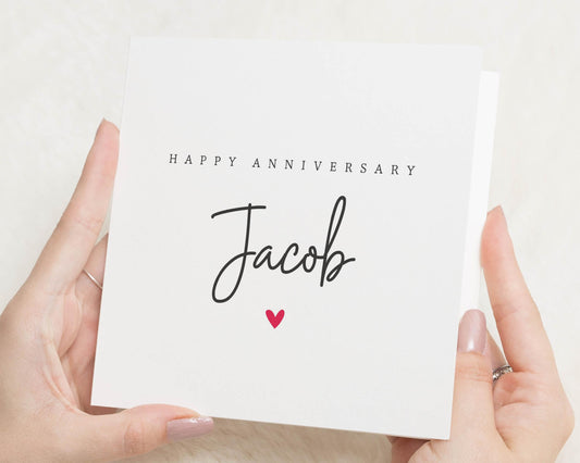 Anniversary Card Personalised, Happy Anniversary Card for Him, Custom Name Anniversary Card, Romantic Card for Husband, Boyfriend