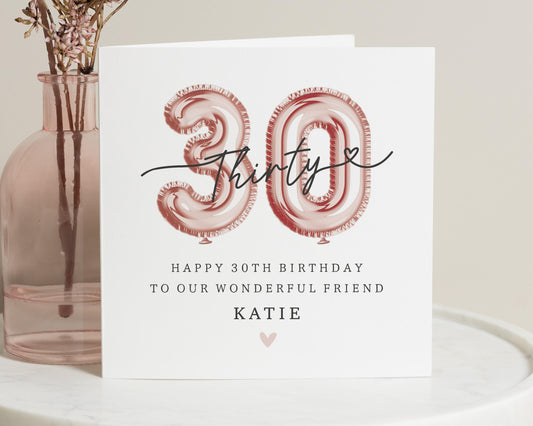 30th Birthday Card for Friend, Personalised Birthday Card, Birthday Card for Her, 30th Birthday Card for Women, Custom Friend Card
