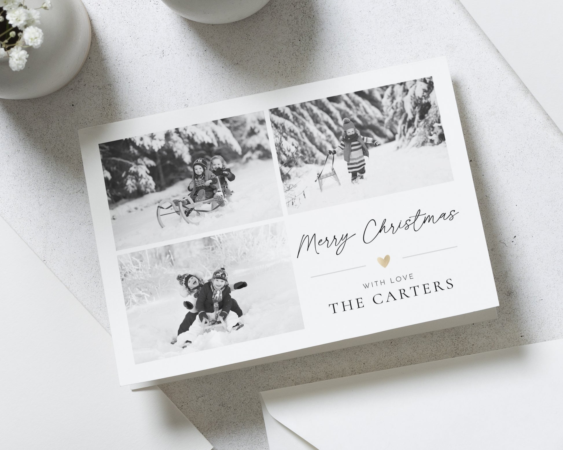Personalised Photo Christmas Cards, Pack of 10, 20, 50 or 100, Family Christmas Card, Folded Photo Christmas Card, Custom Name