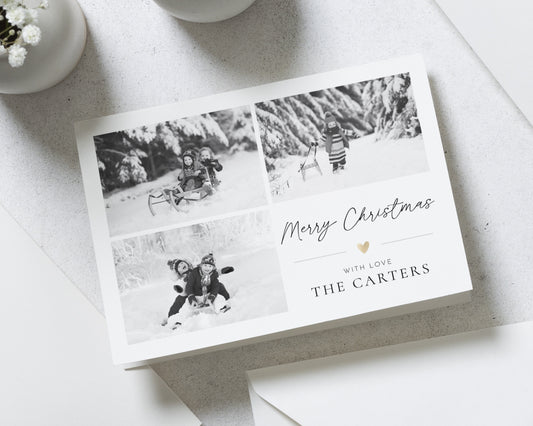 Personalised Photo Christmas Cards, Pack of 10, 20, 50 or 100, Family Christmas Card, Folded Photo Christmas Card, Custom Name
