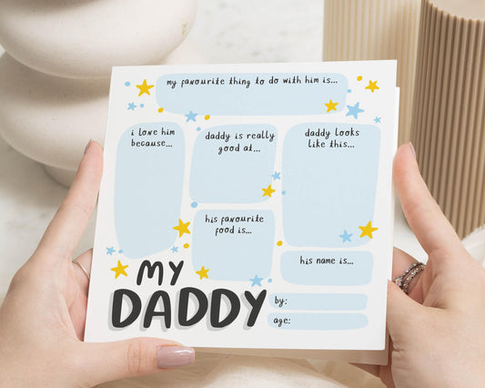 Birthday Card for Daddy, Personalised Daddy Card, Fathers Day Card, Card from Child, Cute Card for Dad, My Daddy Card, Kids Card for Dad
