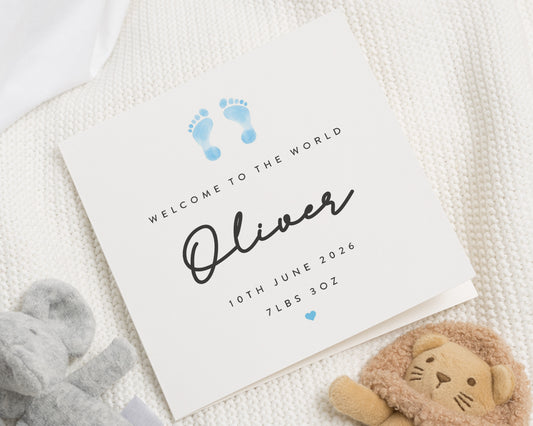 New Baby Card, Personalised Baby Card, Welcome To The World Card, Baby Boy Card, Custom Name Card, Baby Announcement Card, Birth Card