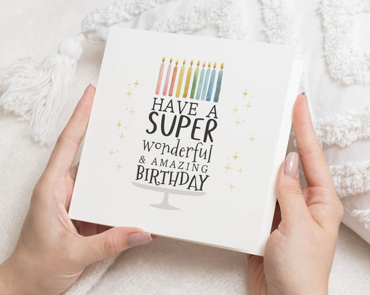 Birthday Card, Have A Super Wonderful Amazing Birthday Card, Birthday Card For Friend, Birthday Card For Her, Simple Birthday Card