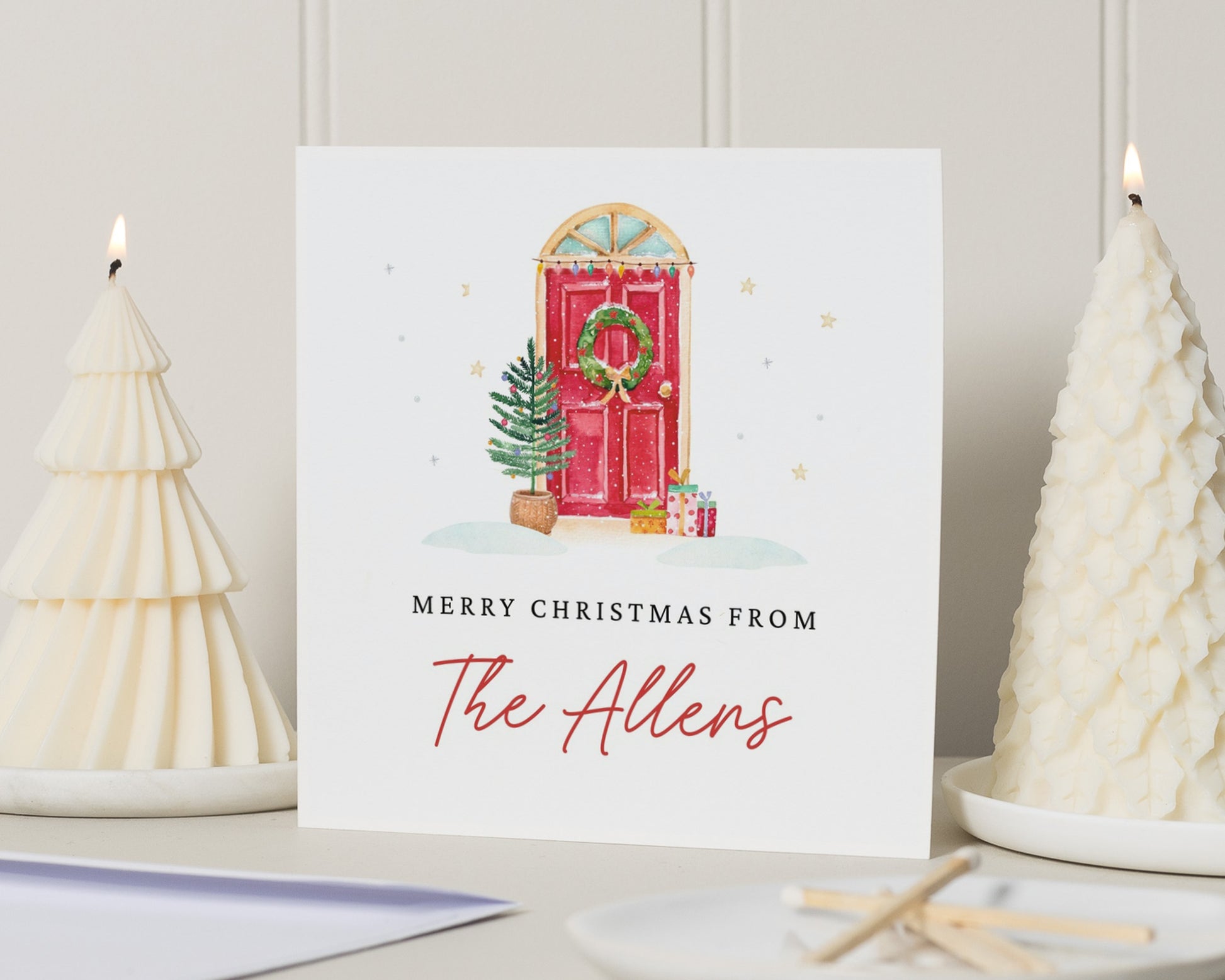 Personalised Christmas Card, Square Christmas Card, Family Christmas Card, Custom Name, Merry Christmas Card, Single or Multipack
