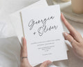 Minimalist Wedding Invitations, Black and White Calligraphy Wedding Invite, Simple Elegant Flat Wedding Invitation Suite