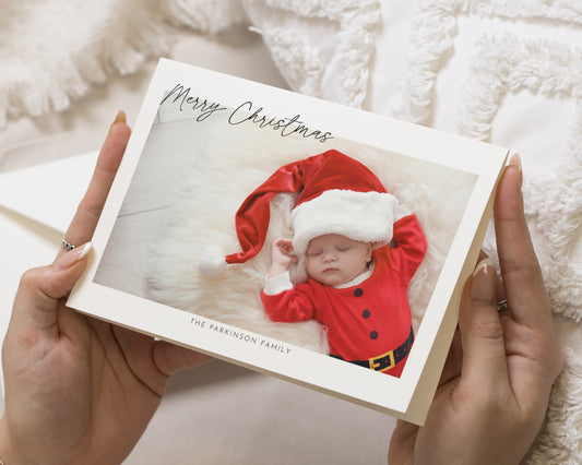 Personalised Photo Christmas Card, Pack of Christmas Cards, Pack of 10, 20, 50 or 100, Baby Christmas Card, Folded Christmas Cards