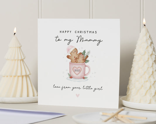 Christmas Card for Mummy, Personalised Christmas Card from Daughter, Cute Christmas Card for Mum, Happy Christmas Card for Her