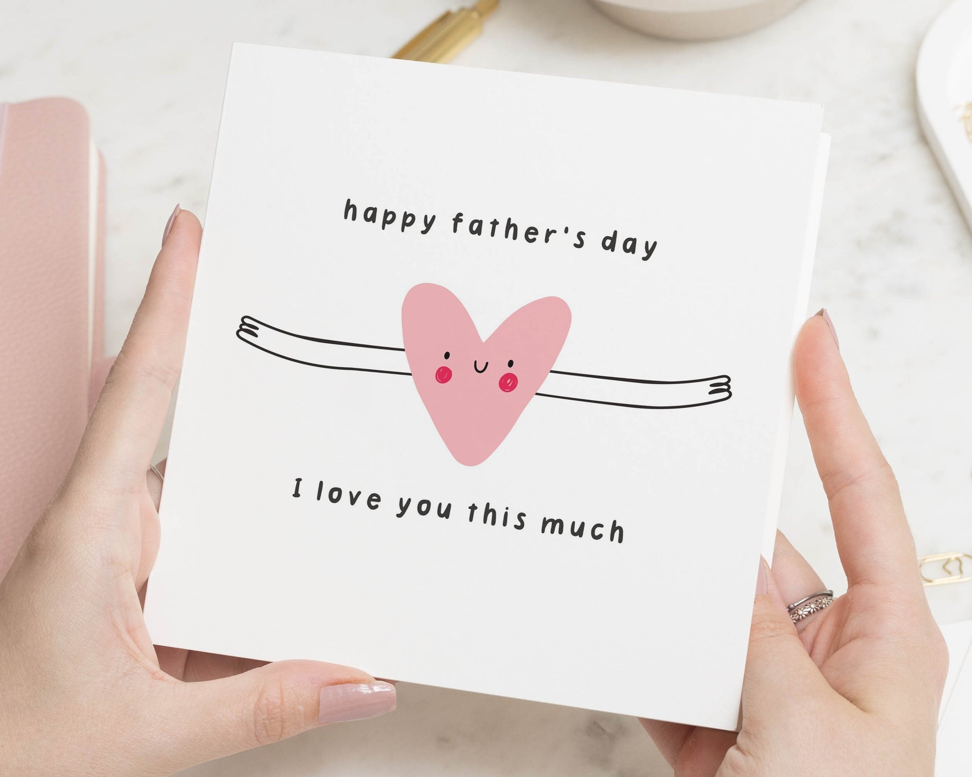 Fathers Day Card, Happy Fathers Day Card, Cute Fathers Day Card, I Love You This Much Card, Fathers Day Card from Child, Heart Card for Dad