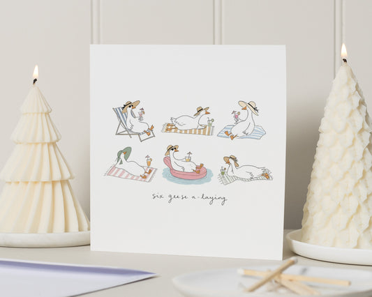Funny Christmas Card, Goose Christmas Card, Six Geese a Laying Card, Twelve Days of Christmas Card, Christmas Cards for Friend