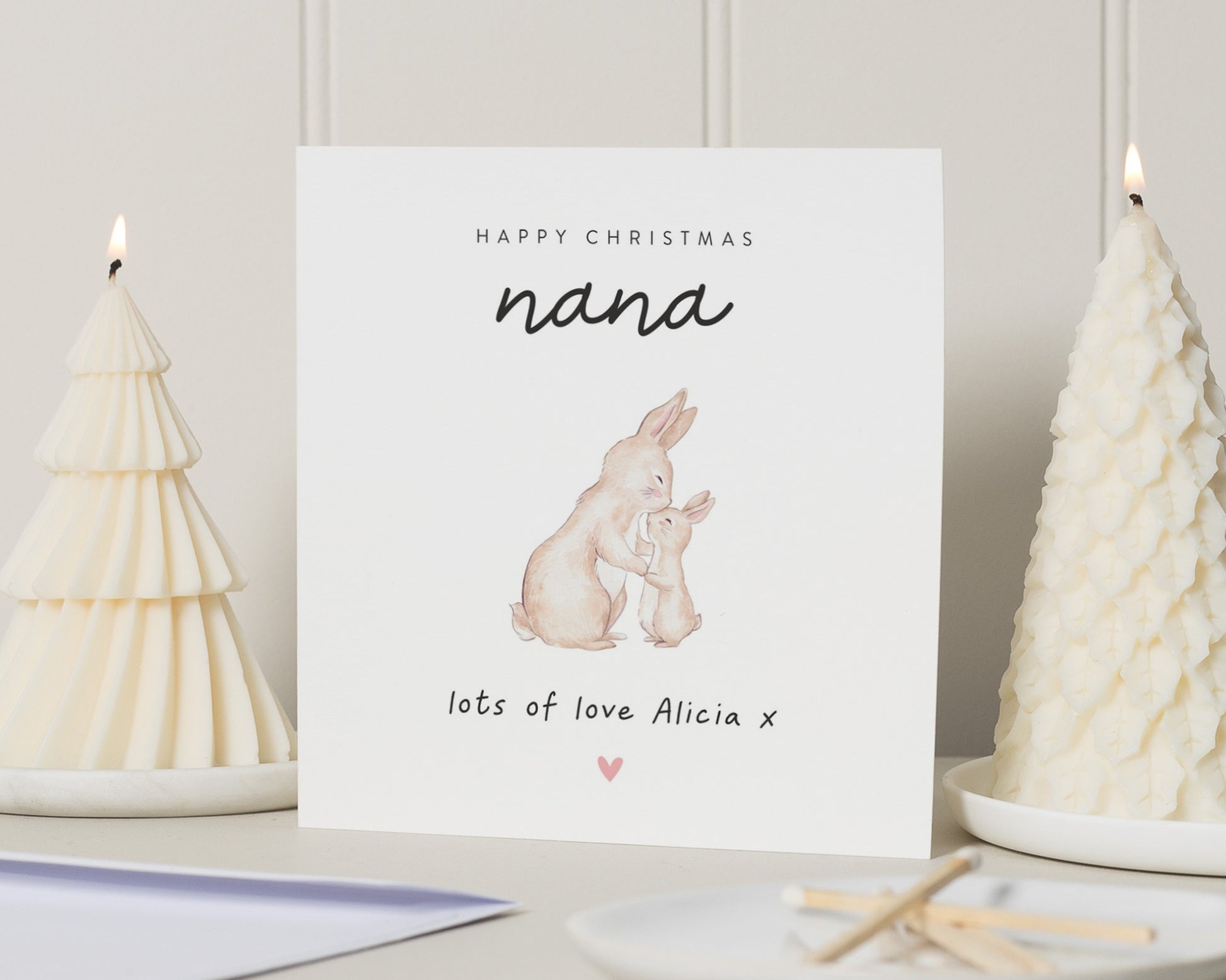 Christmas Card for Nana, Personalised Nana Christmas Card, Bunny Christmas Card, Cute Christmas Card for Her, Happy Christmas Nana