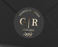 Personalised Wedding Sticker, Gold Foil Initials Sticker, Custom Wedding Envelope Seal, Wedding Date Sticker, Modern Wedding Label