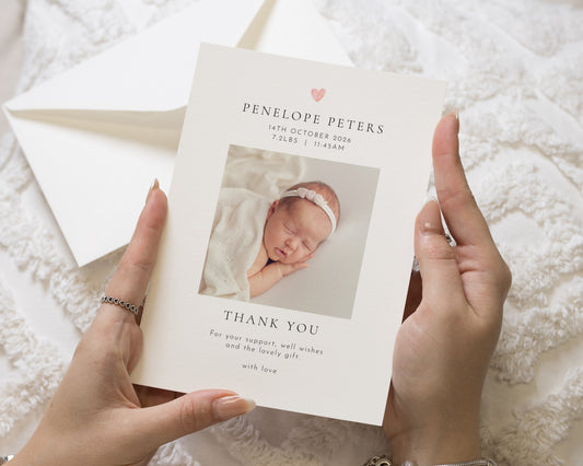 Personalised Baby Thank You Cards, Birth Announcement Card, Photo Baby Thank You Cards, Minimal Baby Thank You Card, Baby Thank You Card
