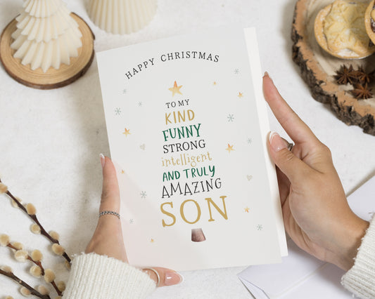 Son Christmas Card, Christmas Card for Son, Happy Christmas Card, Cute Christmas Card for Son, Christmas Card from Mum and Dad