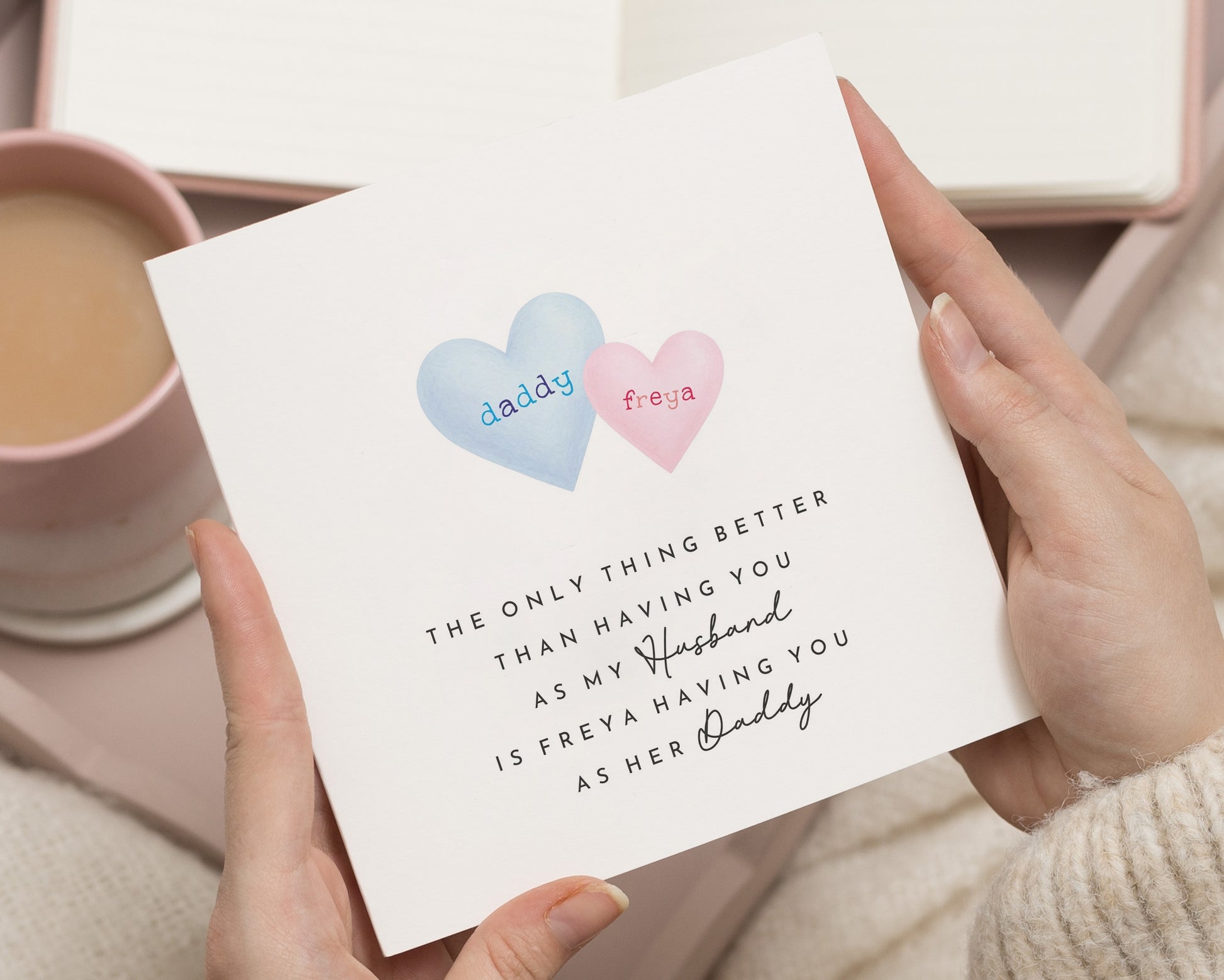 Personalised Fathers Day Card for Husband, Fathers Day Card From Child, Daddy Card, Fathers Day Card From Daughter, Cute Heart Card