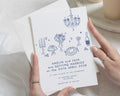 Blue Illustrated Wedding Invitations, Hand Drawn Wedding Invite, Simple Modern Blue Line Art Personalised Wedding Invitation Suite