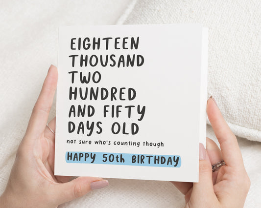 50th Birthday Card, Funny Birthday Card for Him or Her, Milestone Birthday Card, Happy 50th Birthday Card, Personalised Card