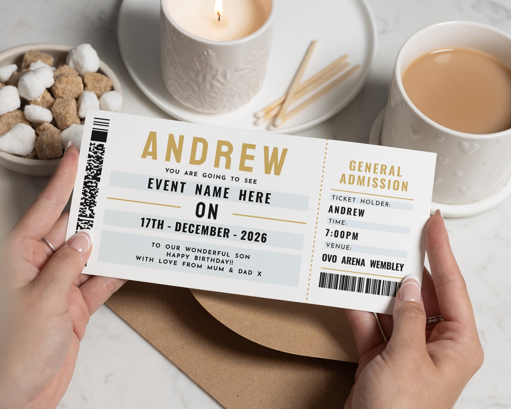 Personalised Concert Ticket Gift Voucher, Birthday Gift For Son, Custom Event Ticket, General Admission Gift Card