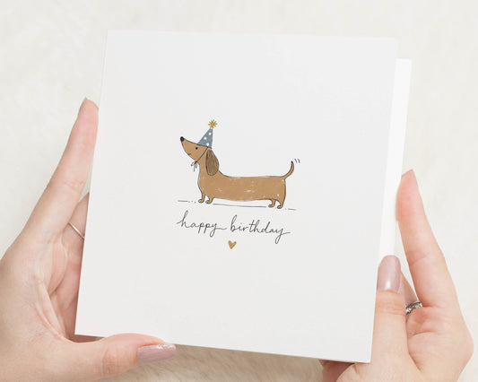 Dog Birthday Card, Dachshund Birthday Card, Sausage Dog Birthday Card, Cute Birthday Cards, Birthday Card for Friend, Dog Lover Card