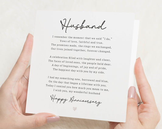 Anniversary Card for Husband, Husband Anniversary Card, Poem Anniversary Card, Romantic Card for Him, Personalised Anniversary Card