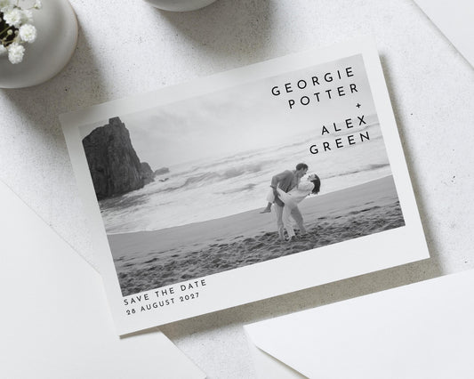Photo Save the Date Card, Personalised Save the Date Card, Wedding Save the Date, Custom Save the Date, Simple Modern Save the Date