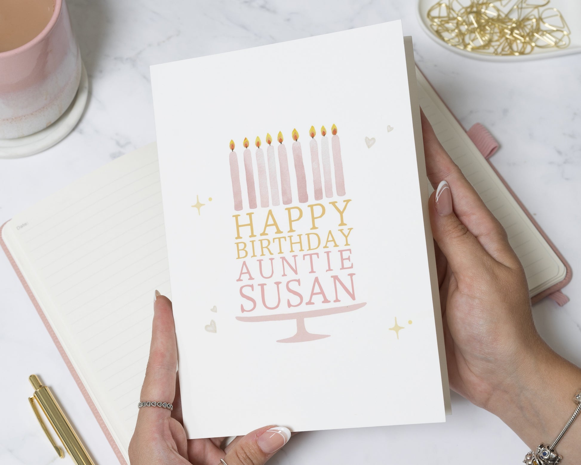 Birthday Card for Auntie, Personalised Auntie Birthday Card, Birthday Card for Her, Custom Birthday Card, Candle Cake Birthday Card
