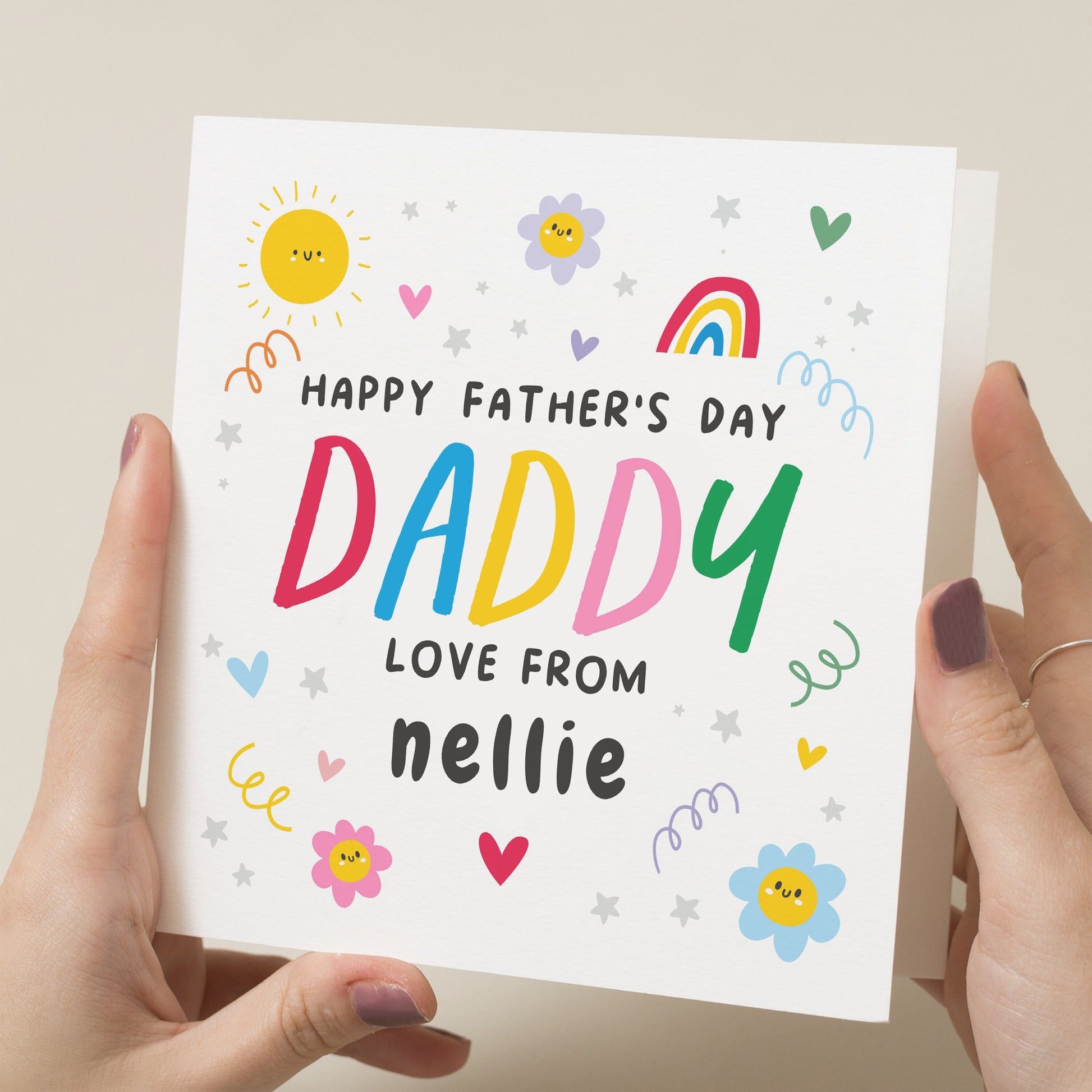 Cute Father&#39;s Day Card For Daddy, Daddy Fathers Day Card, Fathers Day Card From Daughter, From Son, Fathers Day Gift, Personalised Dad Card