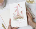 First Birthday Card for Girl, 1st Birthday Card, Personalised Fairy Birthday Card, Floral Birthday Card, Daughter Birthday Card