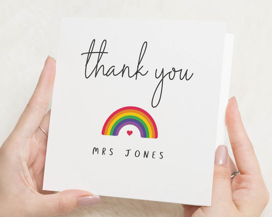 Thank You Card, Personalised Thank You Card, Rainbow Thank You Card, Thank You Card for Teacher, Custom Thank You Card, Cute Thank You Card