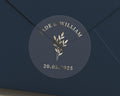 Personalised Wedding Sticker, Gold Foil Wedding Seal, Custom Name Date Sticker, Envelope Seal, Elegant Wedding Label