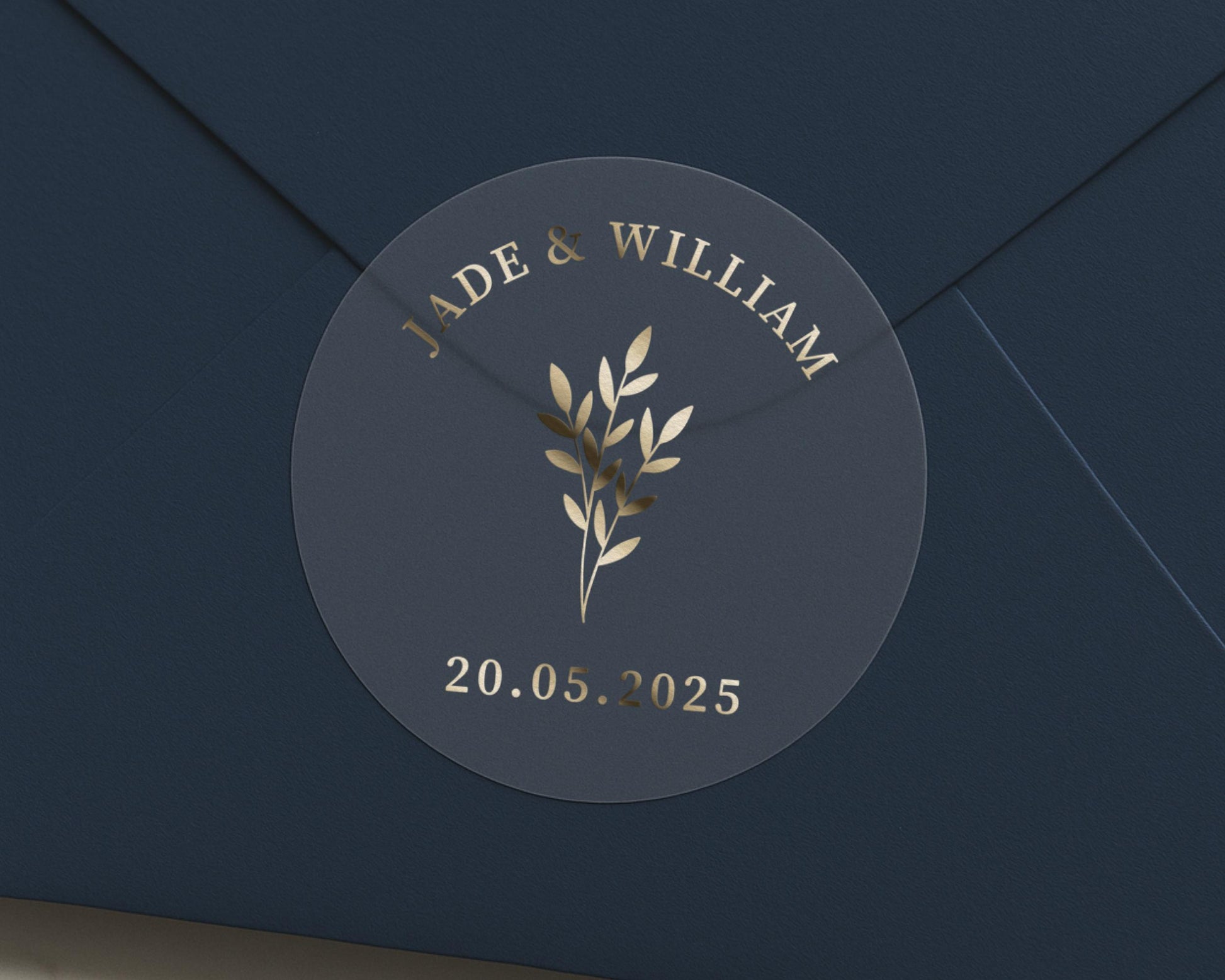 Personalised Wedding Sticker, Gold Foil Wedding Seal, Custom Name Date Sticker, Envelope Seal, Elegant Wedding Label