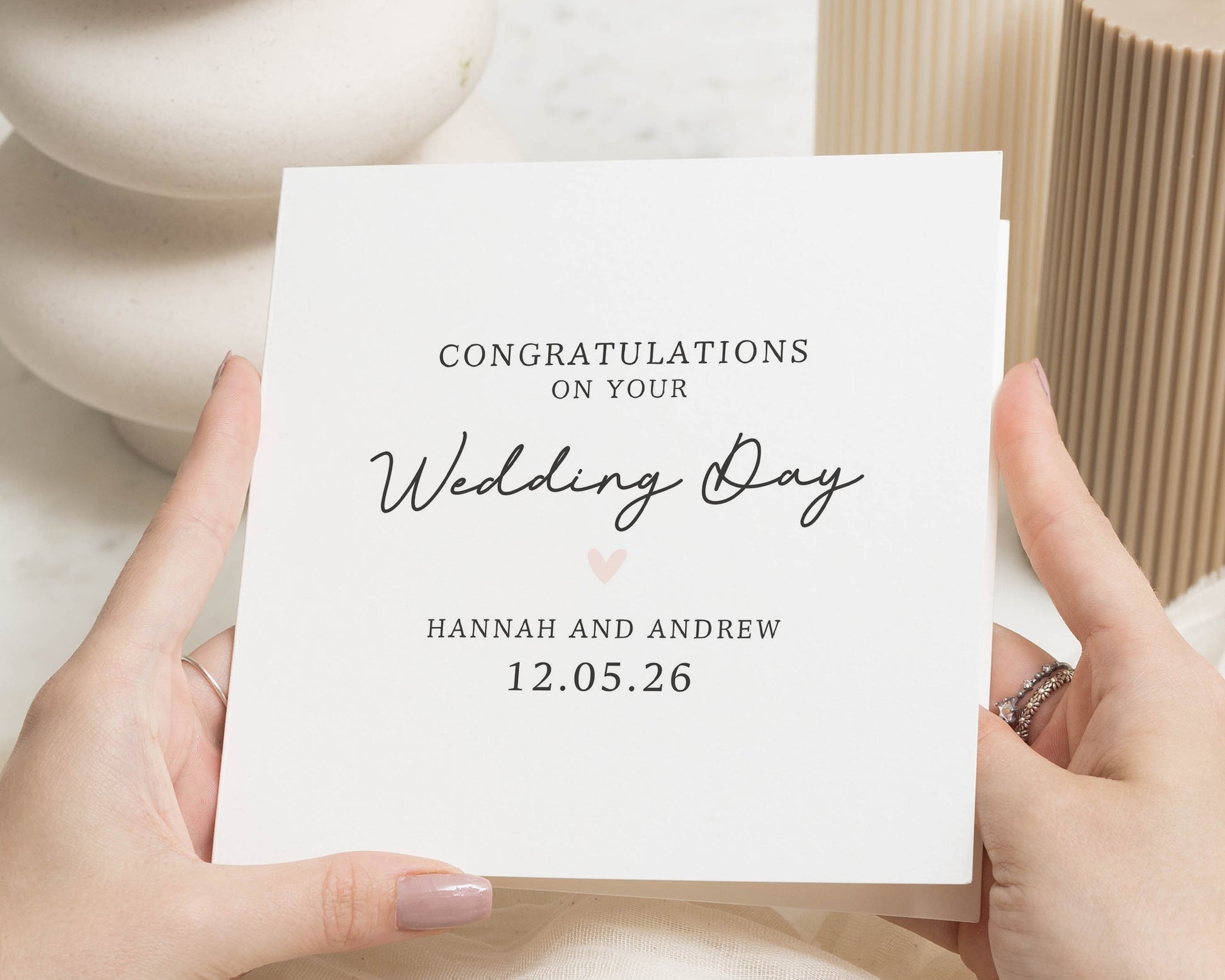 Wedding Day Card, Personalised Wedding Card, Congratulations Card, Wedding Card for Couple, Custom Names and Date Card