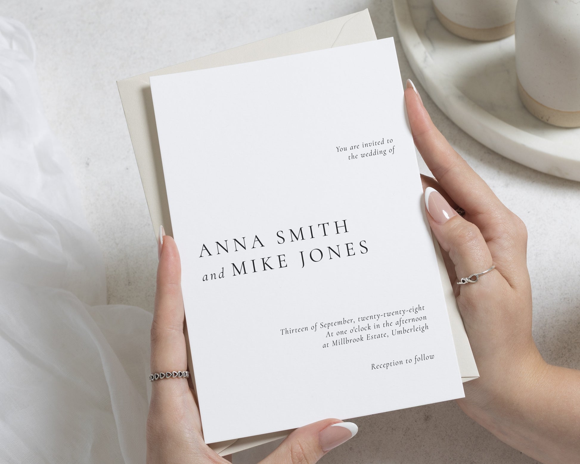 Minimalist Wedding Invitations, Simple Black and White Wedding Invite, Elegant Typography Invitation Suite, Personalised Wedding Stationery
