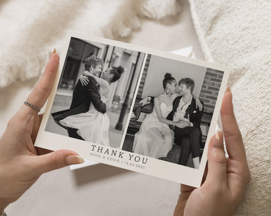 Personalised Wedding Thank You Cards, Photo Wedding Thank You Cards, Minimal Folded Wedding Thank You Card, Thank You Card for Wedding