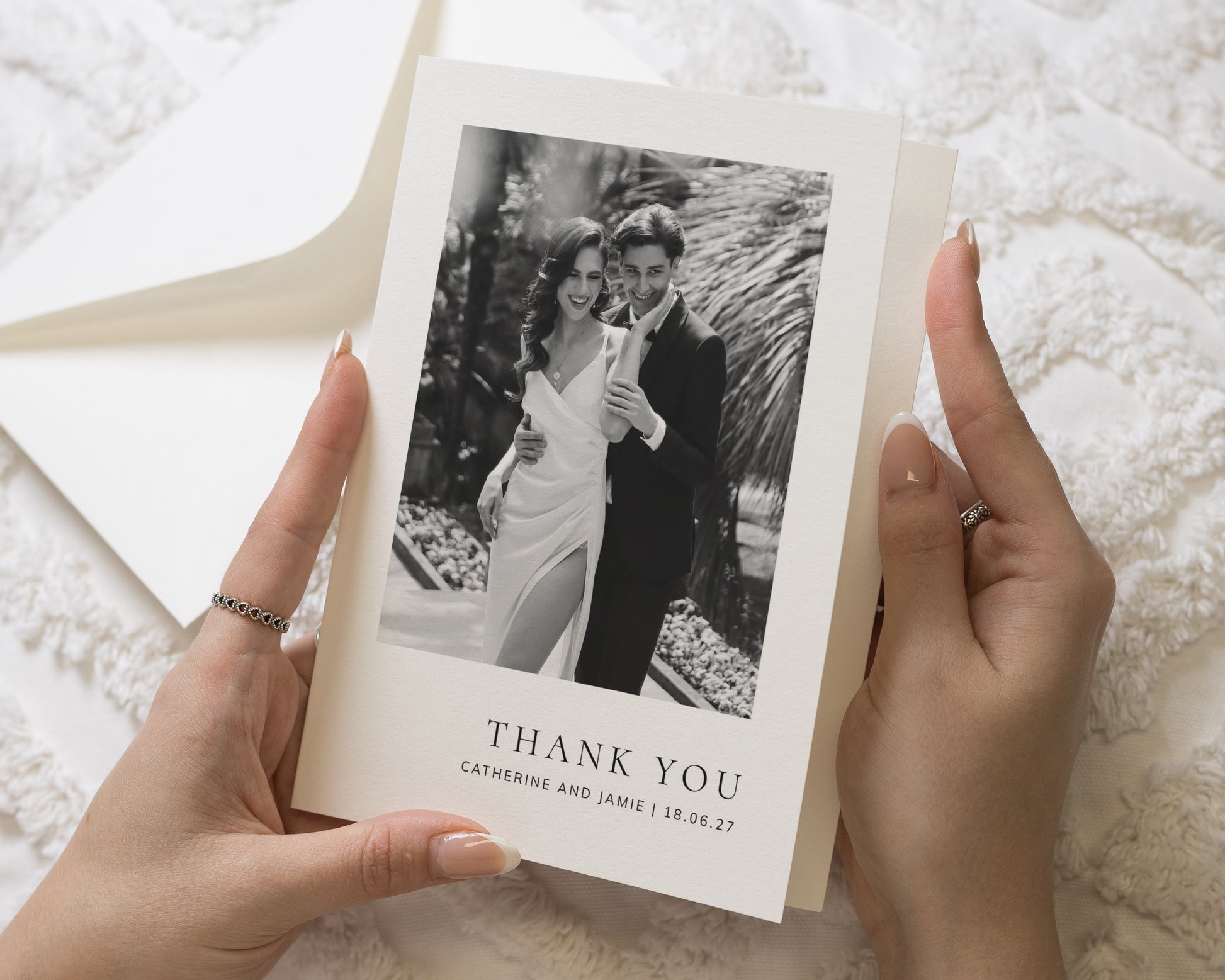 Personalised Wedding Thank You Cards, Photo Wedding Thank You Card, Minimal Thank You Cards, Folded Wedding Thank You Cards, A6 or 5x7 Card