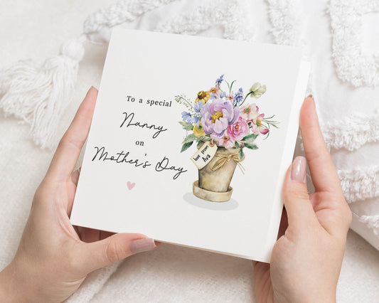 Mother's Day Card for Nanny, Floral Mother's Day Card, Personalised Card for Nan, Grandmother Mother's Day Card, Flower Card for Her