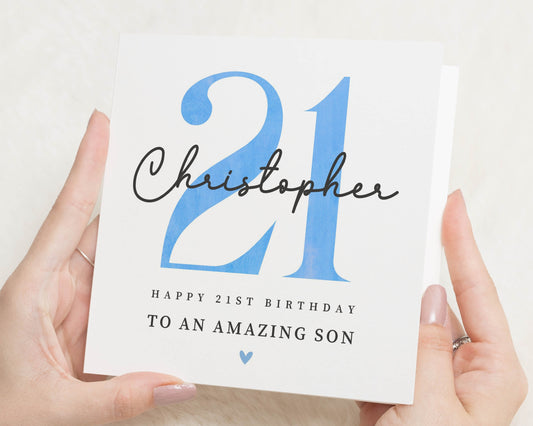 21st Birthday Card for Son, Personalised Son Birthday Card, 21st Birthday Card, Custom Card for Him, Simple Birthday Card for Son