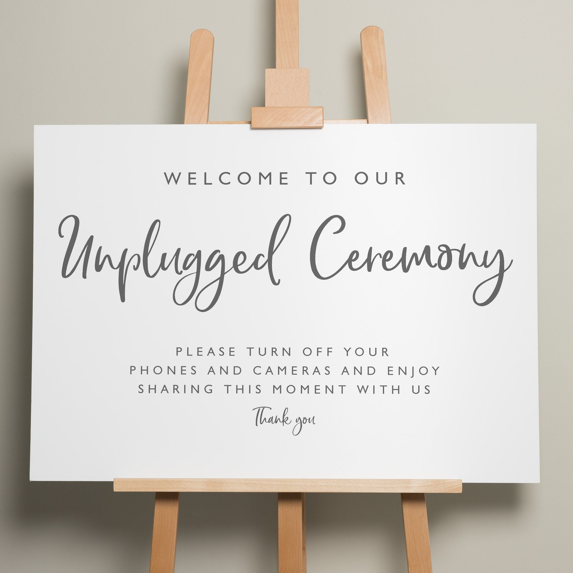 Script Wedding Unplugged Ceremony Sign, Minimalistic Wedding Signage, Unplugged Wedding, Simple Wedding Sign, Modern Welcome Sign &#39;Ashley&#39;