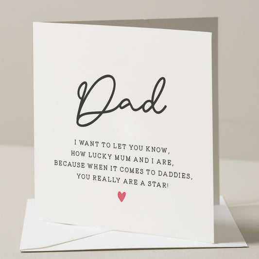 Cute Fathers Day Card For Him, Poem Fathers Day Card, Dad Poem Card, Son Fathers Day Card, Daughter Fathers Day Gifts, Lucky To Have You Dad