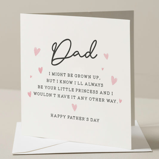 Cute Fathers Day Card From Daughter, From Your Princess, Fathers Day Gift For Dad, Thankyou Daddy Card, Simple Fathers Day Card For Dad