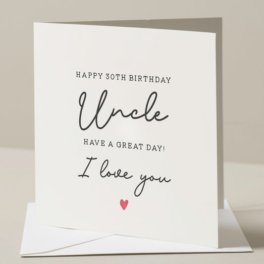 30th Birthday Uncle Card, 30th Birthday Card For Uncle, Uncle 30th Birthday Gift, Uncle Thirtieth Birthday Gift, Milestone Birthday Card