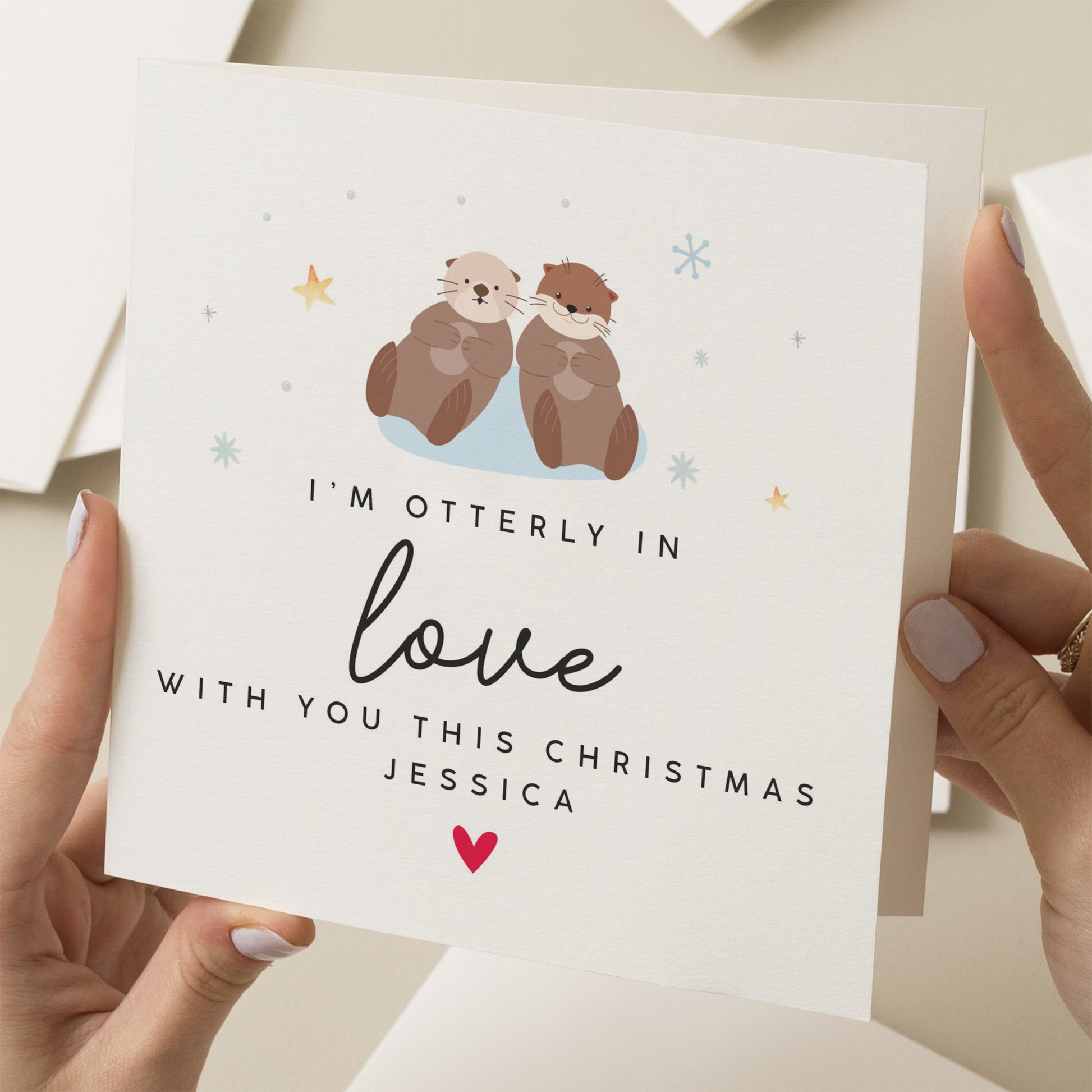 Otter Christmas Card, Cute Boyfriend Christmas Card, Husband Christmas Card, Girlfriend Christmas Card, Wife Christmas Card, Xmas