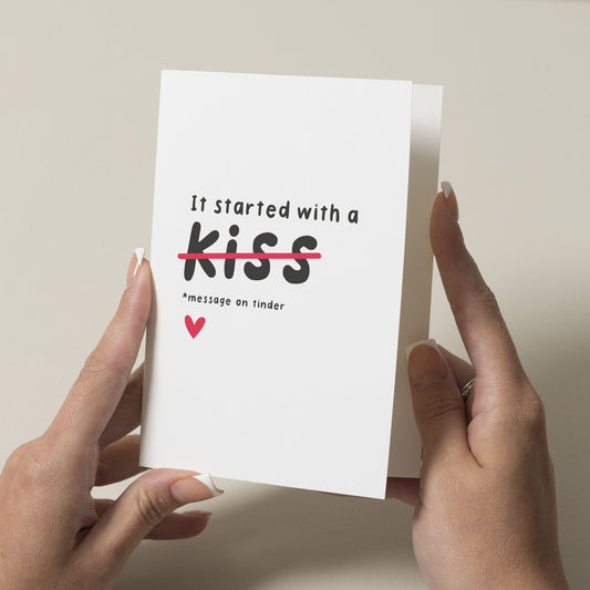 Funny Anniversary / Birthday Card For Him, First Anniversary Boyfriend or Husband Card, Tinder Dating Online Card, Valentines Day Card