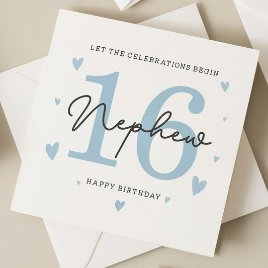 Birthday Nephew Card, 16th Birthday Card For Nephew, Nephew 16th Birthday Gift, Sixteenth Birthday Card For Him, 16th Milestone Birthday