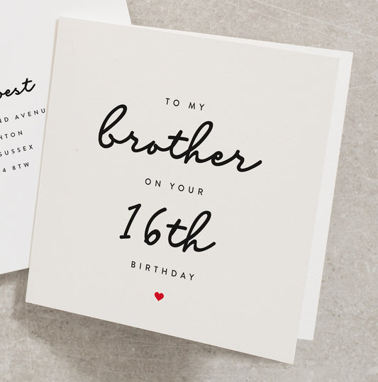 16th Birthday Card Brother, To My Brother On Your 16th Birthday, Brother 16th, Birthday Card For Him 16th, Brother BC374